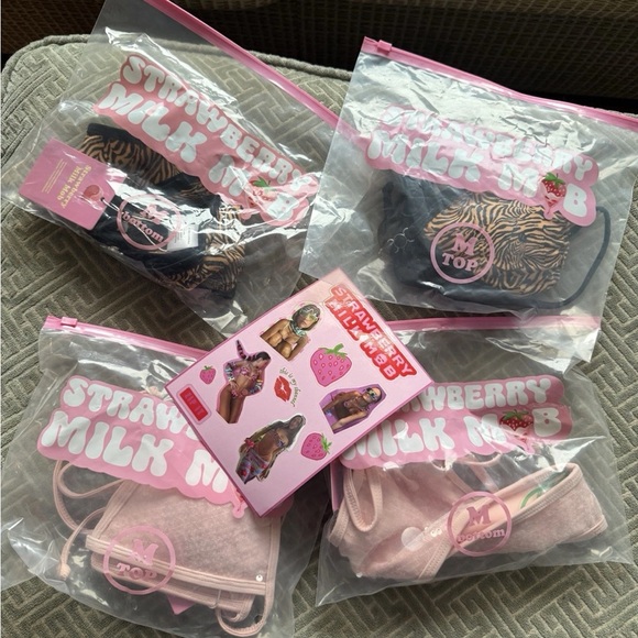 Strawberry Milk Mob Other - Strawberry Milk Mob Pink and Black Bikini Set